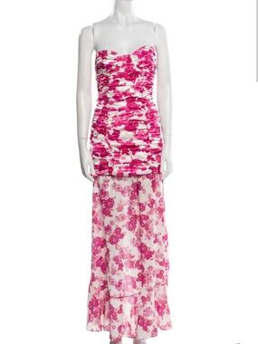 For Love & Lemons pink floral strapless dress + skirt